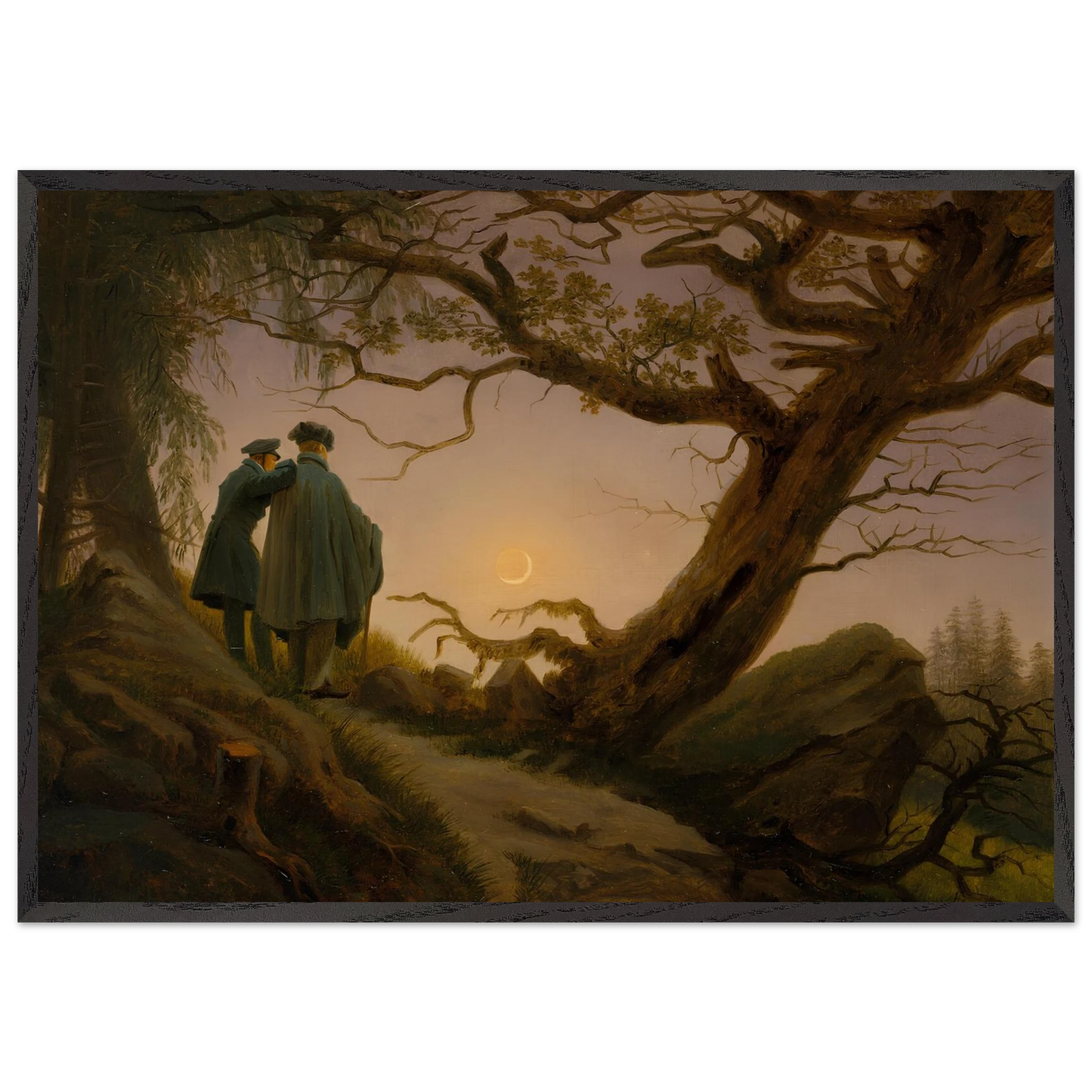 Reproduction du tableau "Deux hommes contemplant la lune" de Caspar David Friedrich — impression d'art Melanchromia