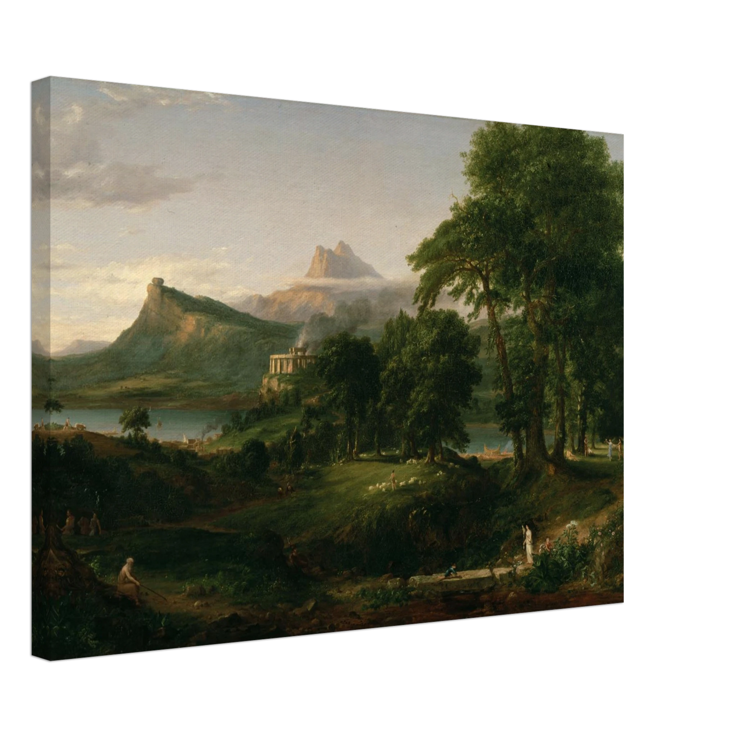 Reproduction du tableau "Le Cours de l'Empire : L'État Arcadien" de Thomas Cole — impression d'art Melanchromia