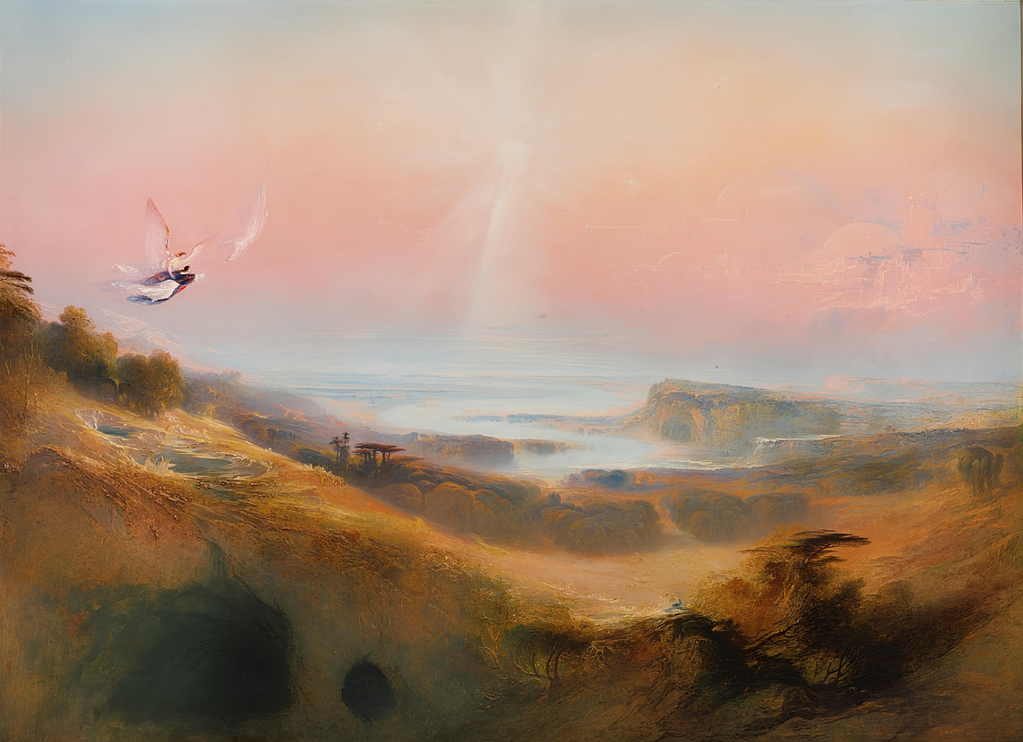 Reproduction du tableau "La Cité Céleste et la Rivière de la Félicité" de John Martin — impression d'art Melanchromia