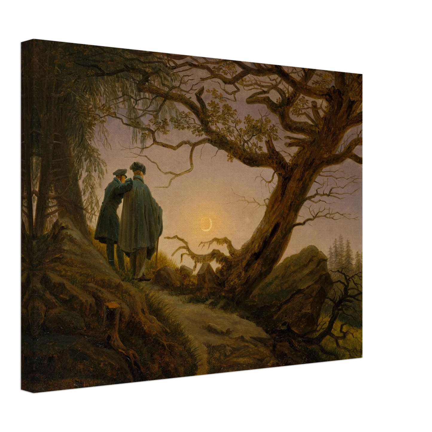 Deux hommes contemplant la lune — Caspar David Friedrich — Reproduction art classique — Melanchromia