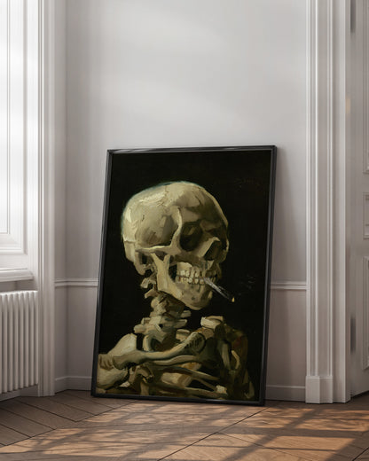 Reproduction du tableau "Crâne de squelette fumant une cigarette" de Vincent van Gogh — impression d'art Melanchromia