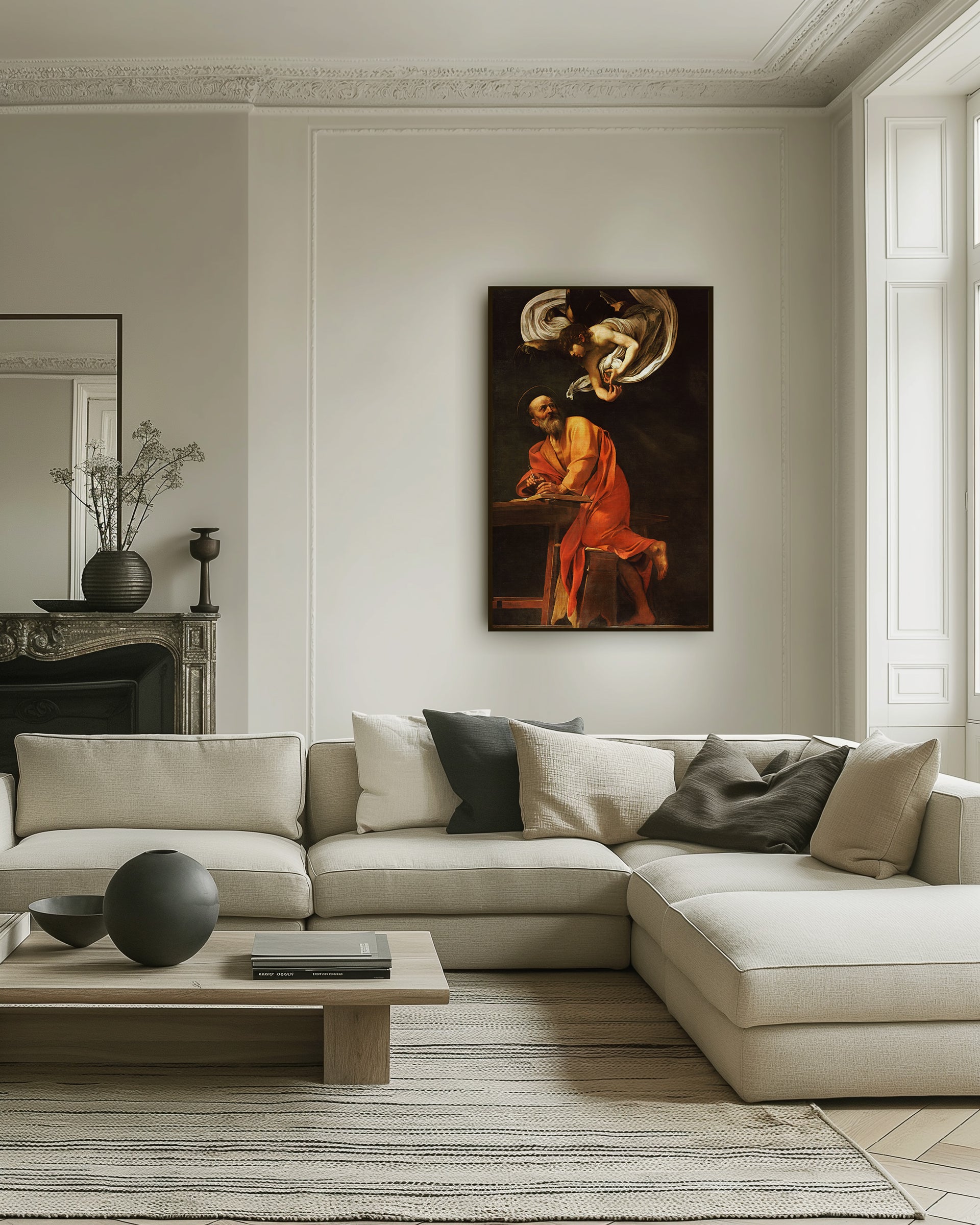 Reproduction du tableau "Saint Matthieu et l'Ange" de Le Caravage — impression d'art Melanchromia