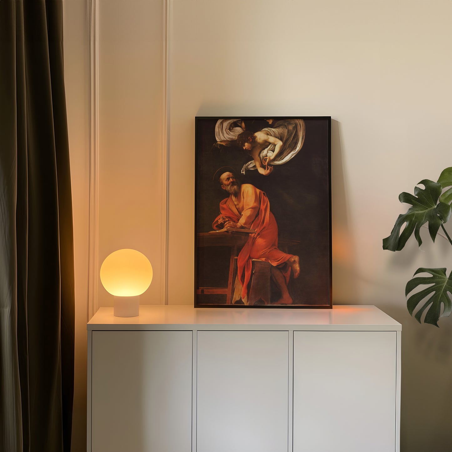 Reproduction du tableau "Saint Matthieu et l'Ange" de Le Caravage — impression d'art Melanchromia
