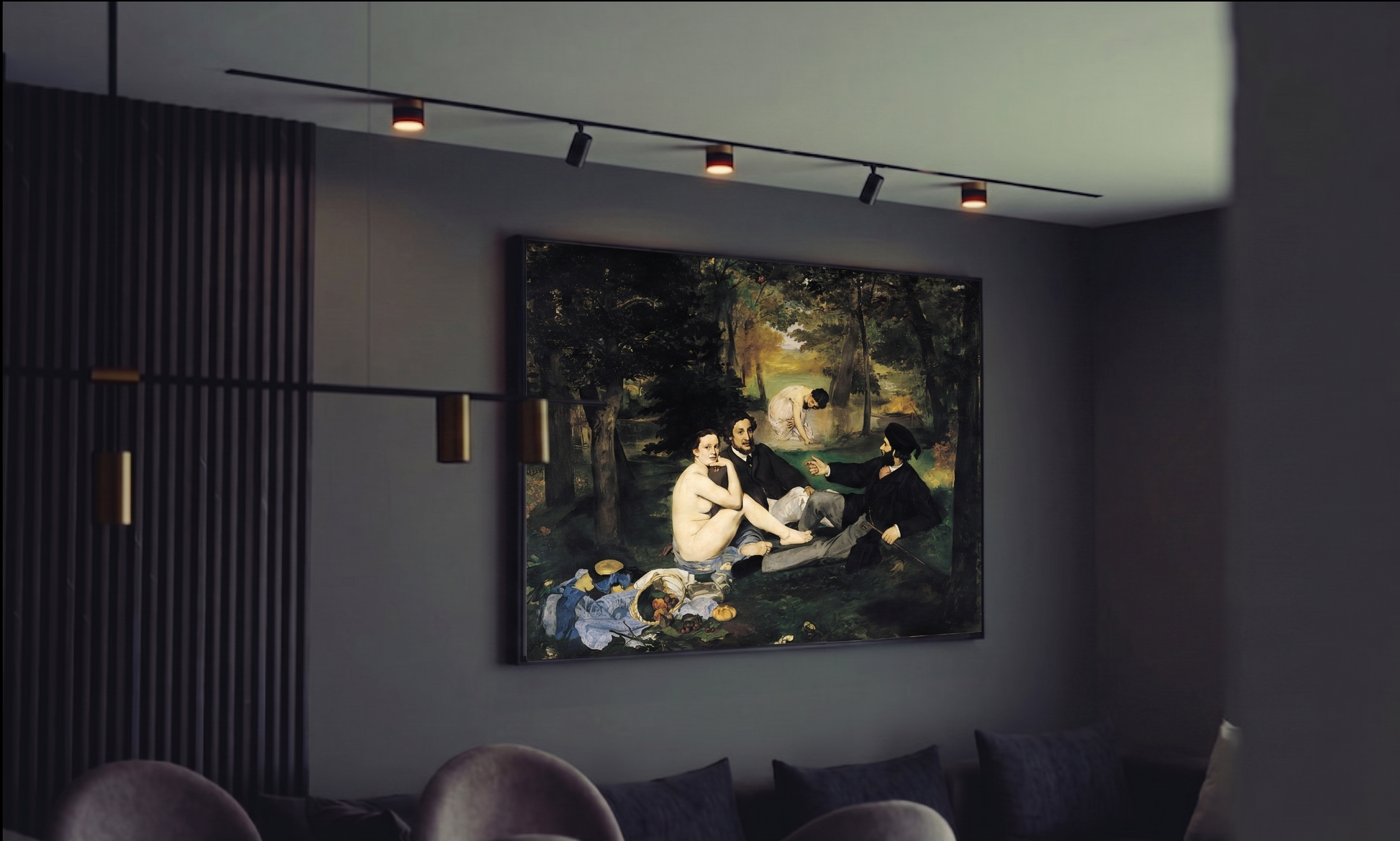 Reproduction du tableau "Le Déjeuner sur l'herbe (titre original : Le Bain)" de Édouard Manet — impression d'art Melanchromia