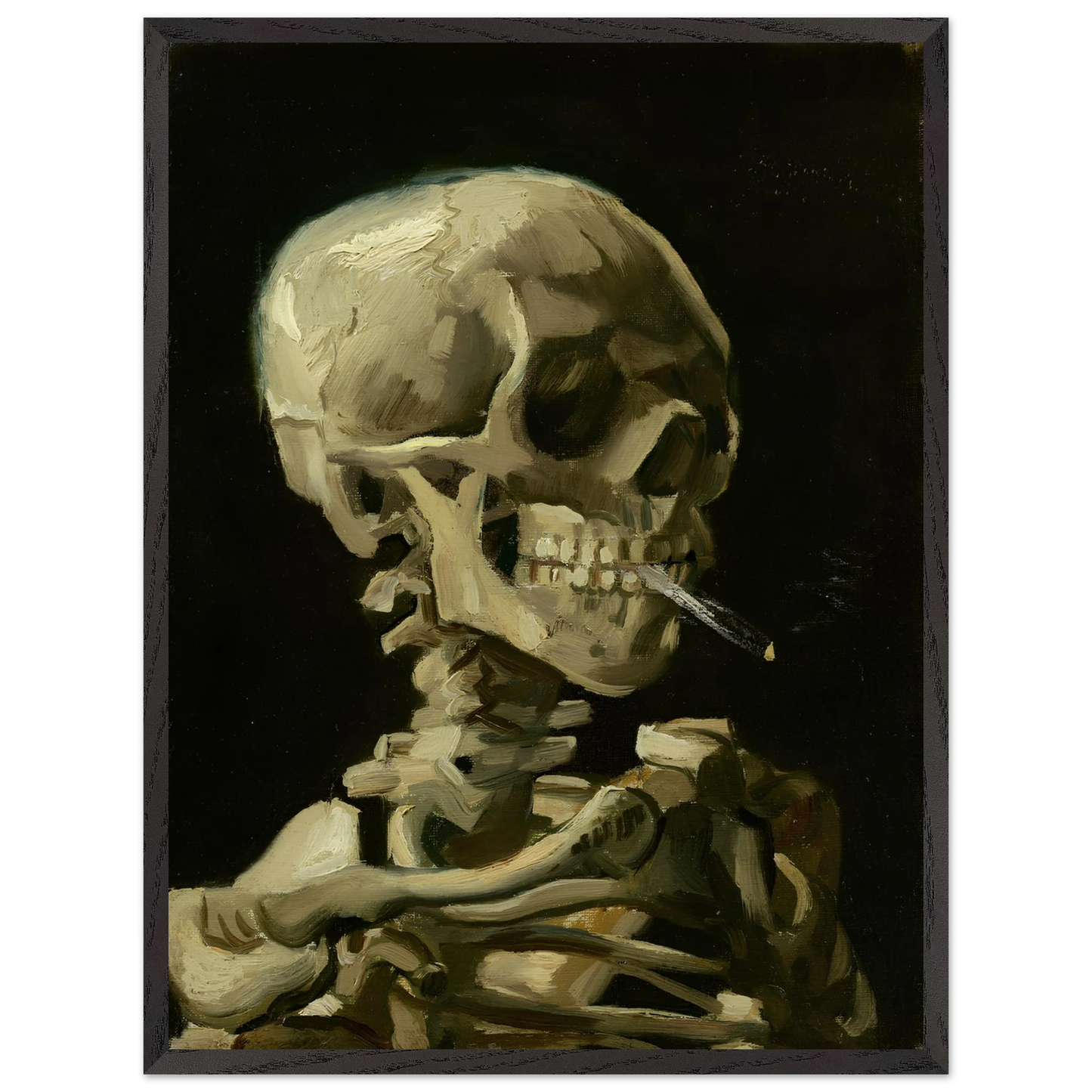 Reproduction du tableau "Crâne de squelette fumant une cigarette" de Vincent van Gogh — impression d'art Melanchromia
