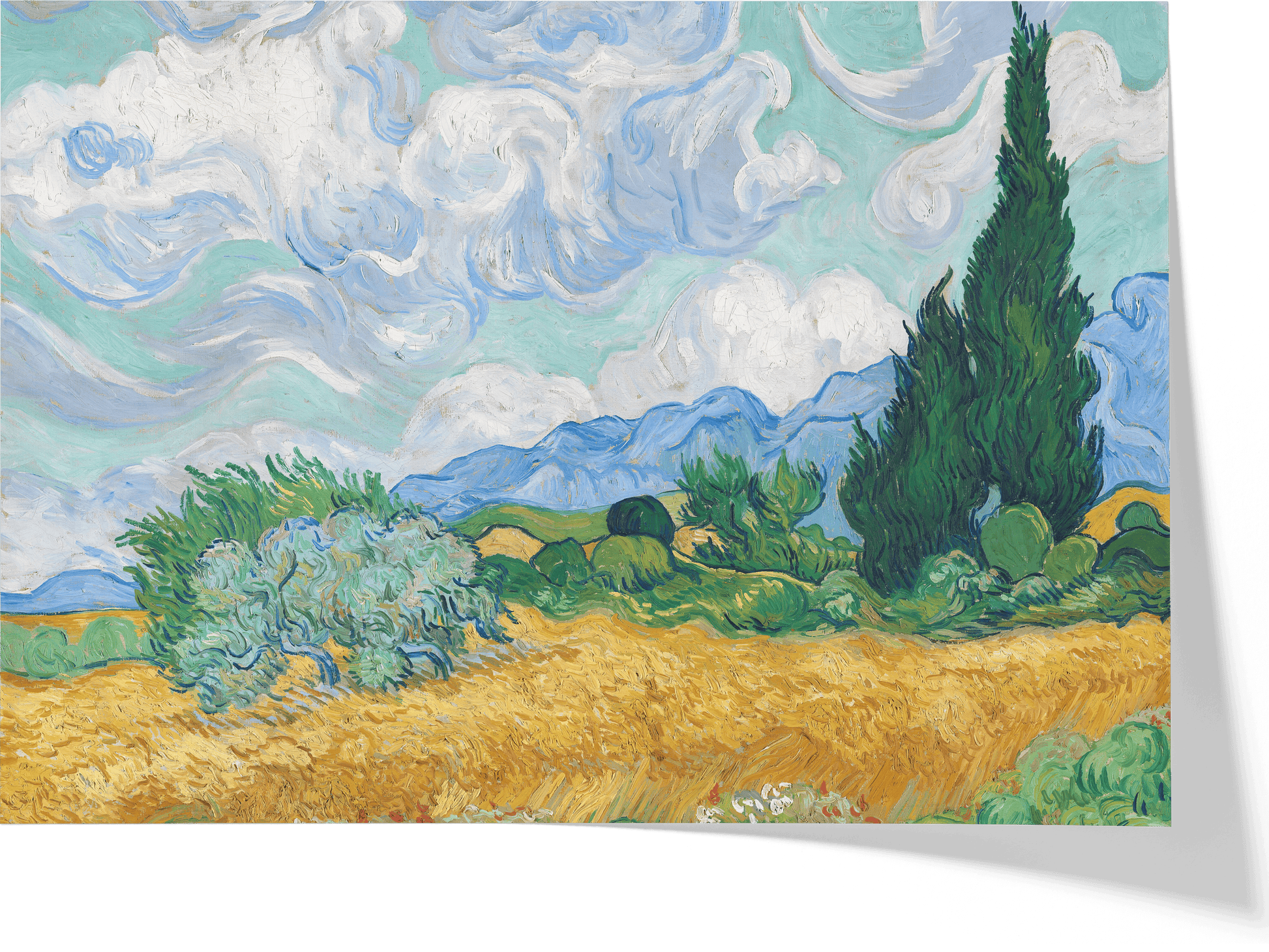 Reproduction du tableau "Champ de blé avec cyprès" de Vincent van Gogh — impression d'art Melanchromia