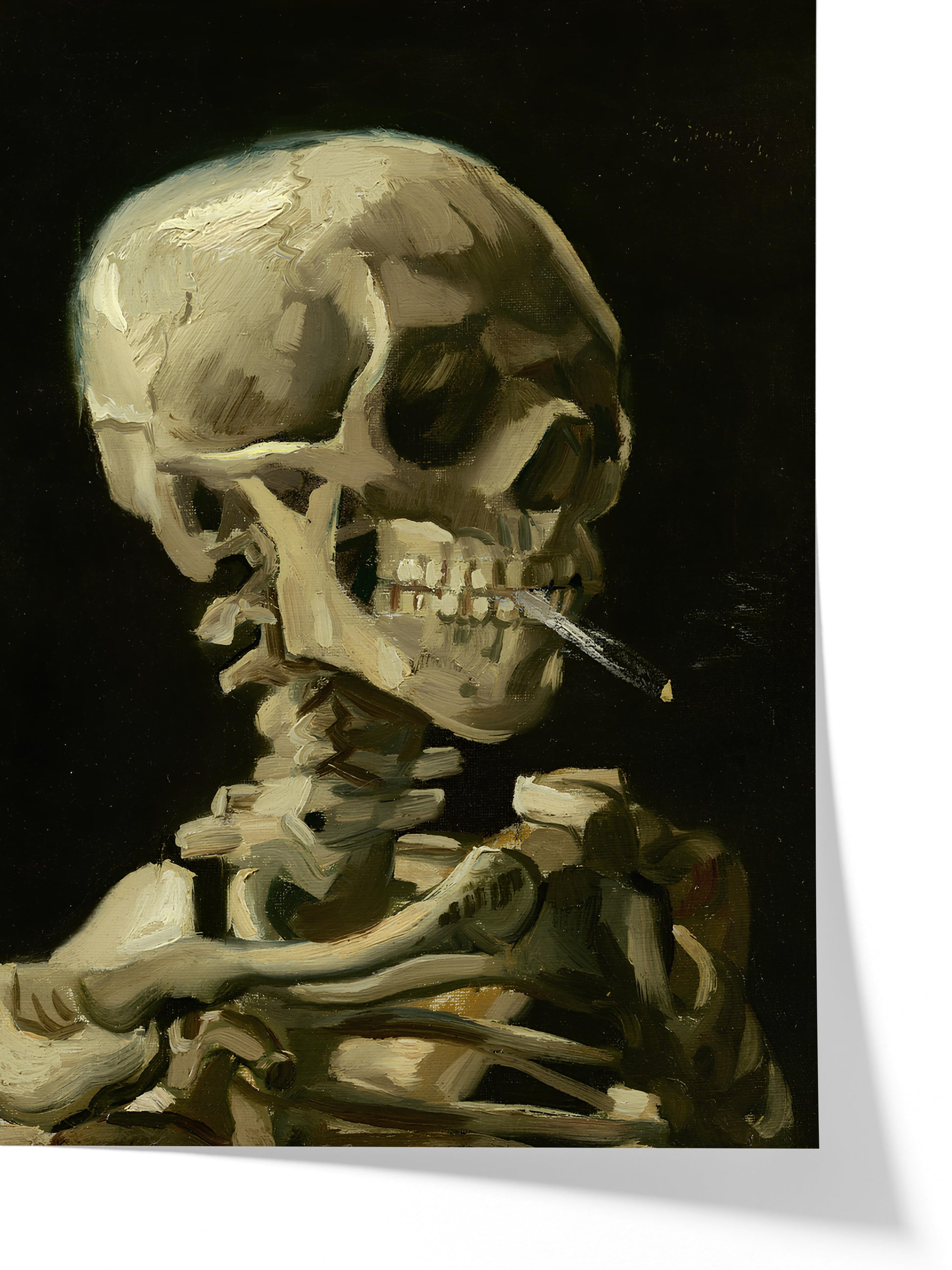 Reproduction du tableau "Crâne de squelette fumant une cigarette" de Vincent van Gogh — impression d'art Melanchromia
