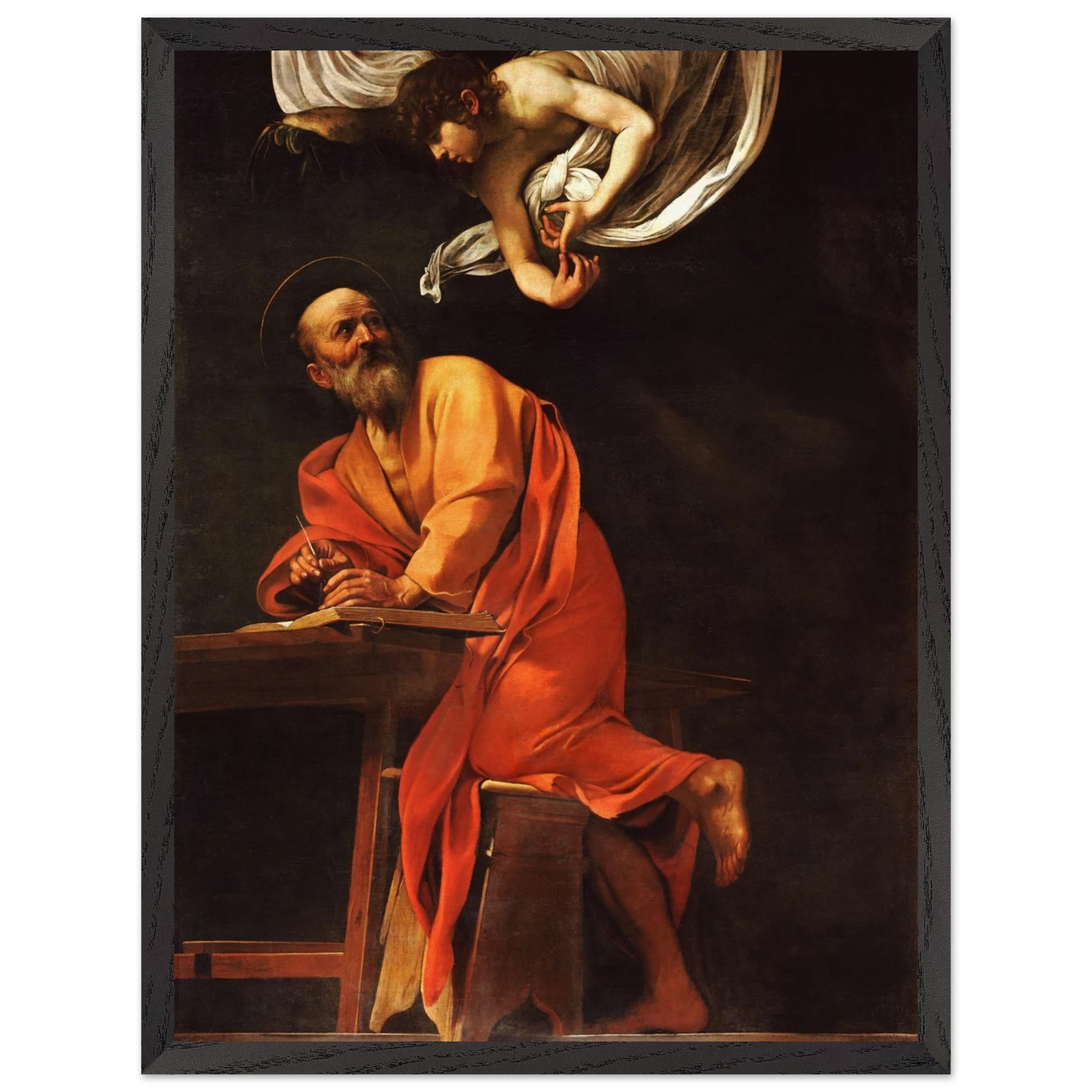 Reproduction du tableau "Saint Matthieu et l'Ange" de Le Caravage — impression d'art Melanchromia