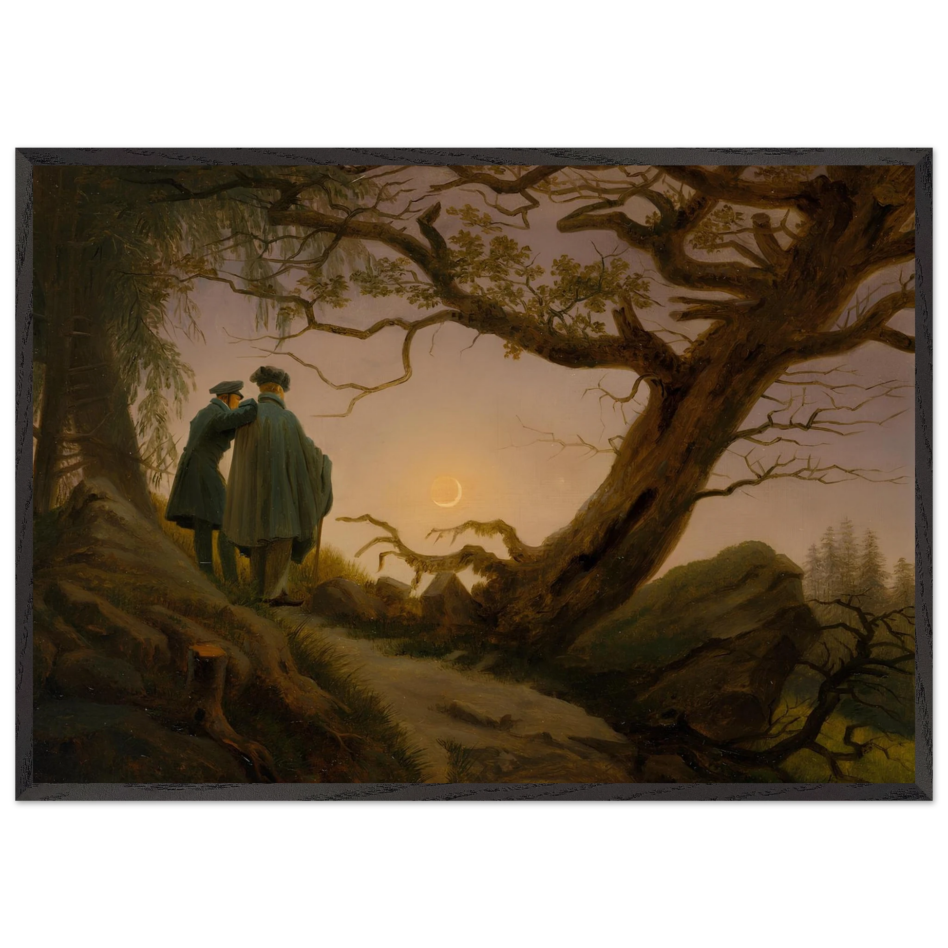 Reproduction du tableau "Deux hommes contemplant la lune" de Caspar David Friedrich — impression d'art Melanchromia
