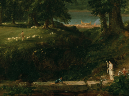 Reproduction du tableau "Le Cours de l'Empire : L'État Arcadien" de Thomas Cole — impression d'art Melanchromia