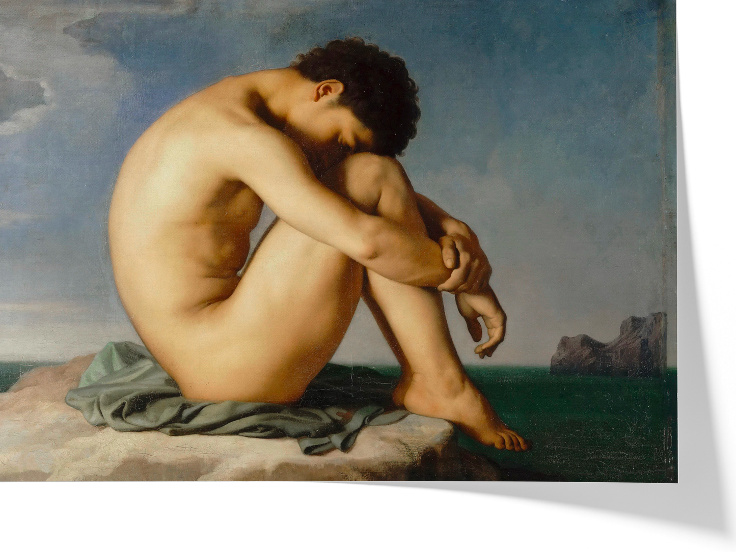 Jeune Homme nu assis au bord de la mer