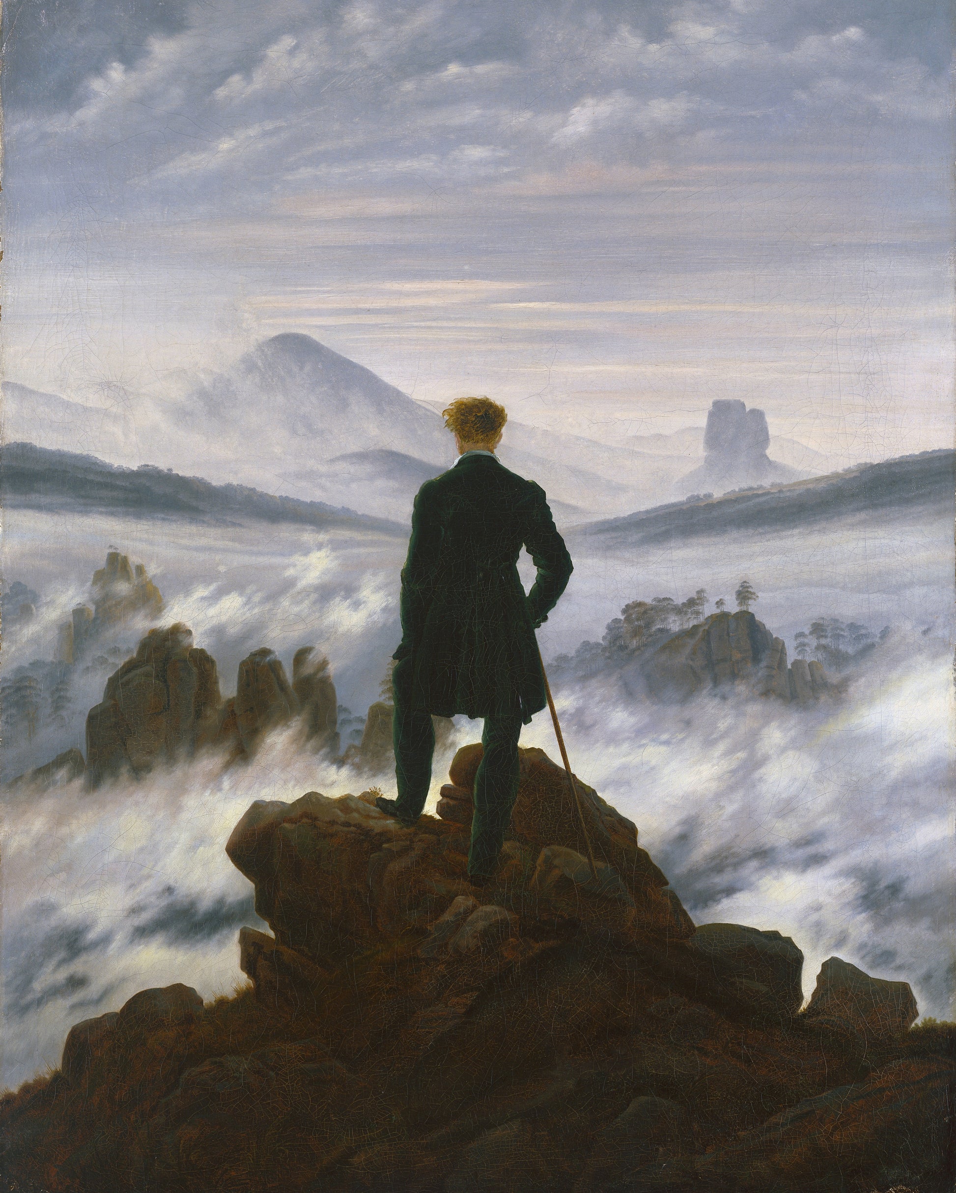Reproduction du tableau "Le Voyageur contemplant une mer de nuages" de Caspar David Friedrich — impression d'art Melanchromia