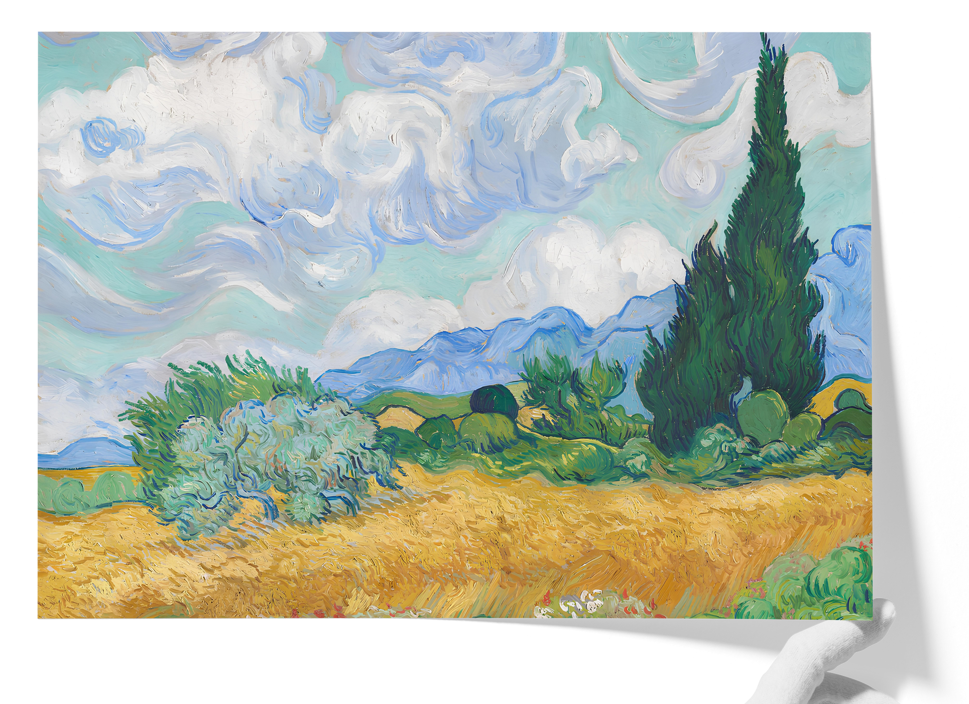 Reproduction du tableau "Champ de blé avec cyprès" de Vincent van Gogh — impression d'art Melanchromia