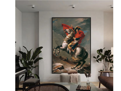 Reproduction du tableau "Bonaparte franchissant le Grand-Saint-Bernard" de Jacques-Louis David — impression d'art Melanchromia