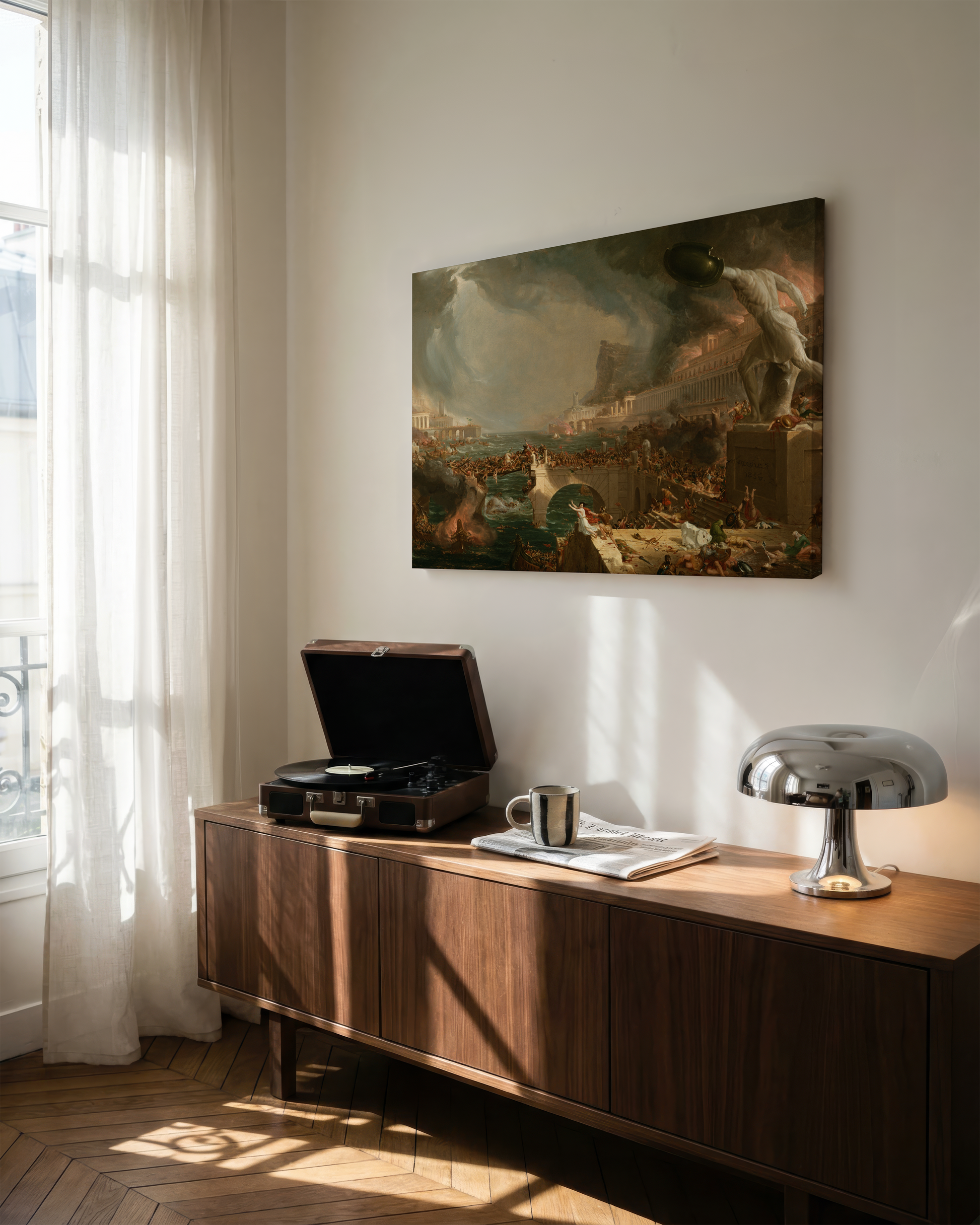 Reproduction du tableau "Le Cours de l'Empire : La Destruction" de Thomas Cole — impression d'art Melanchromia