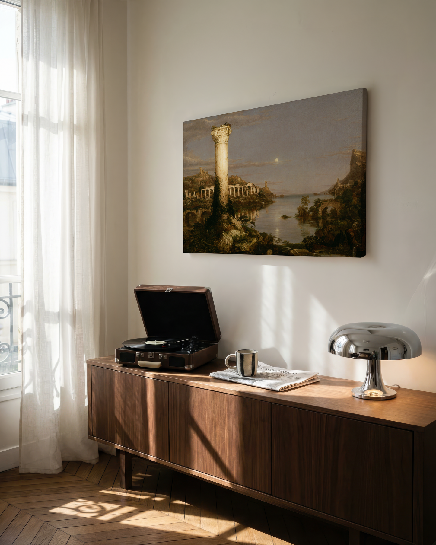 Reproduction du tableau "Le Cours de l'Empire : La Désolation" de Thomas Cole — impression d'art Melanchromia