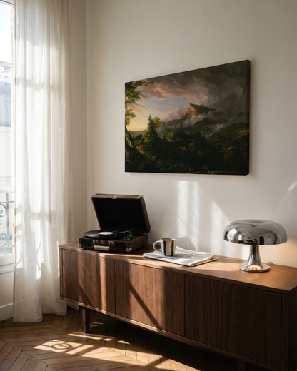 Reproduction du tableau "Le Cours de l'Empire : L'État Sauvage" de Thomas Cole — impression d'art Melanchromia
